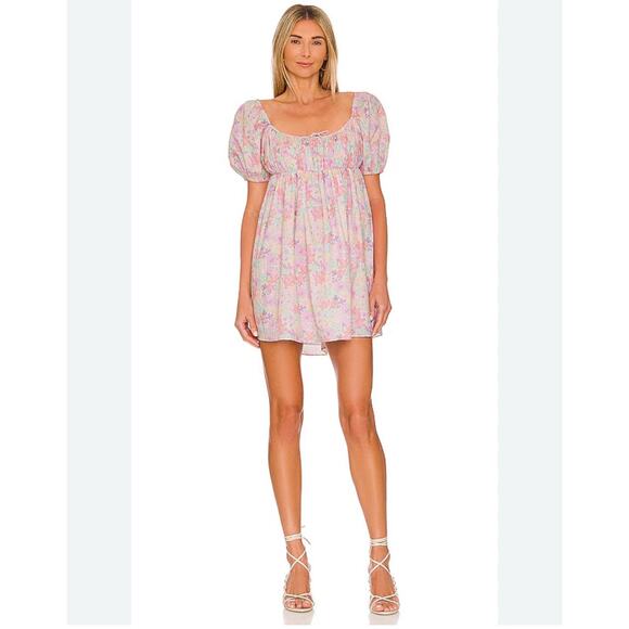 NEW For Love & Lemons Floral Dainty Mini Dress Babydoll Cottage-core Coquette M - Picture 7 of 16